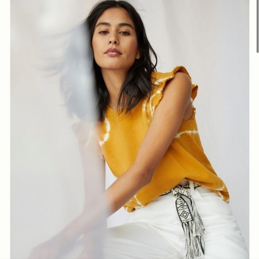 Anthropologie T.La ruffled sweatshirt, tie-dye top